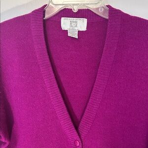 Anne Klein Fuchsia (Pink/Purple) Lambswool/Angora Cardigan Sweater